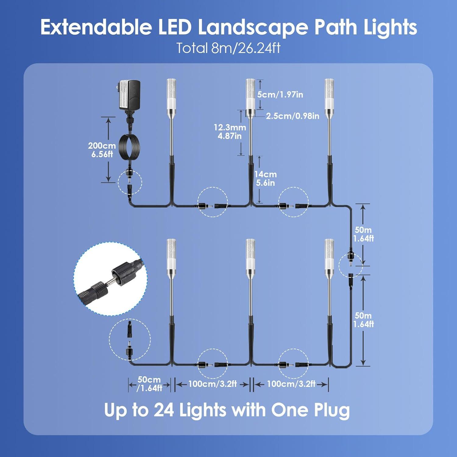 Cool White LED Aluminum Pathway Lights Set of 6