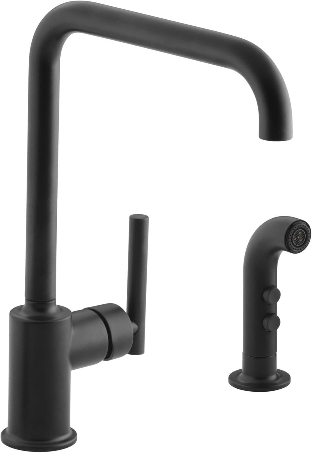 Purist Matte Black Stainless Steel Kitchen Faucet with Side Spray