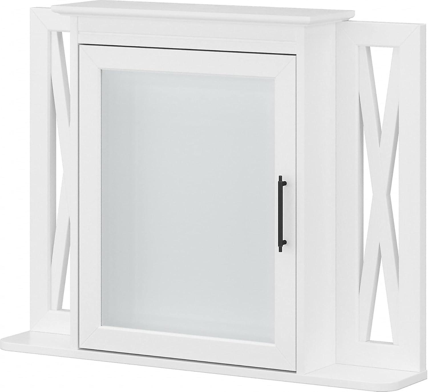 White Ash Farmhouse Wall-Mount Medicine Cabinet with Mirror