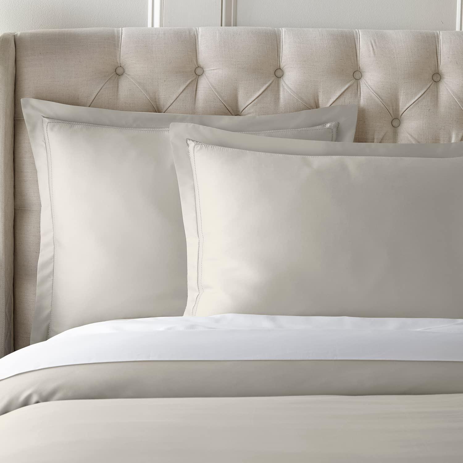 Pure Parima Luxury Duvet Cover Set 100% Certified Egyptian Cotton, Double Hem-Stitched Sateen Weave, Hidden Zipper Closure 1 Duvet Cover and 2 Pillow Shams (Linen, Queen)
