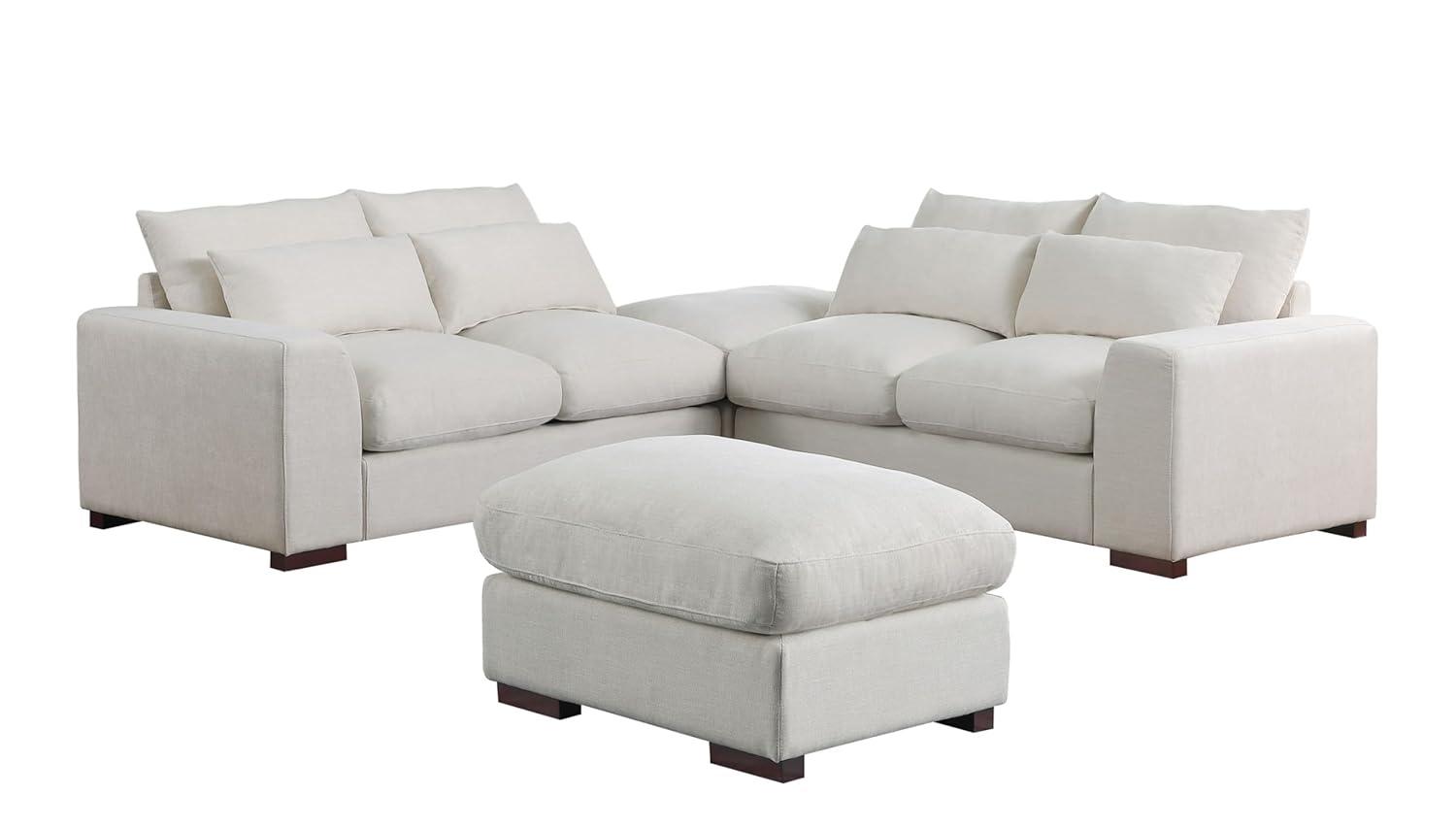 Biaggio Linen Blend Sectional with 2 Ottomans,Sectional Couch
