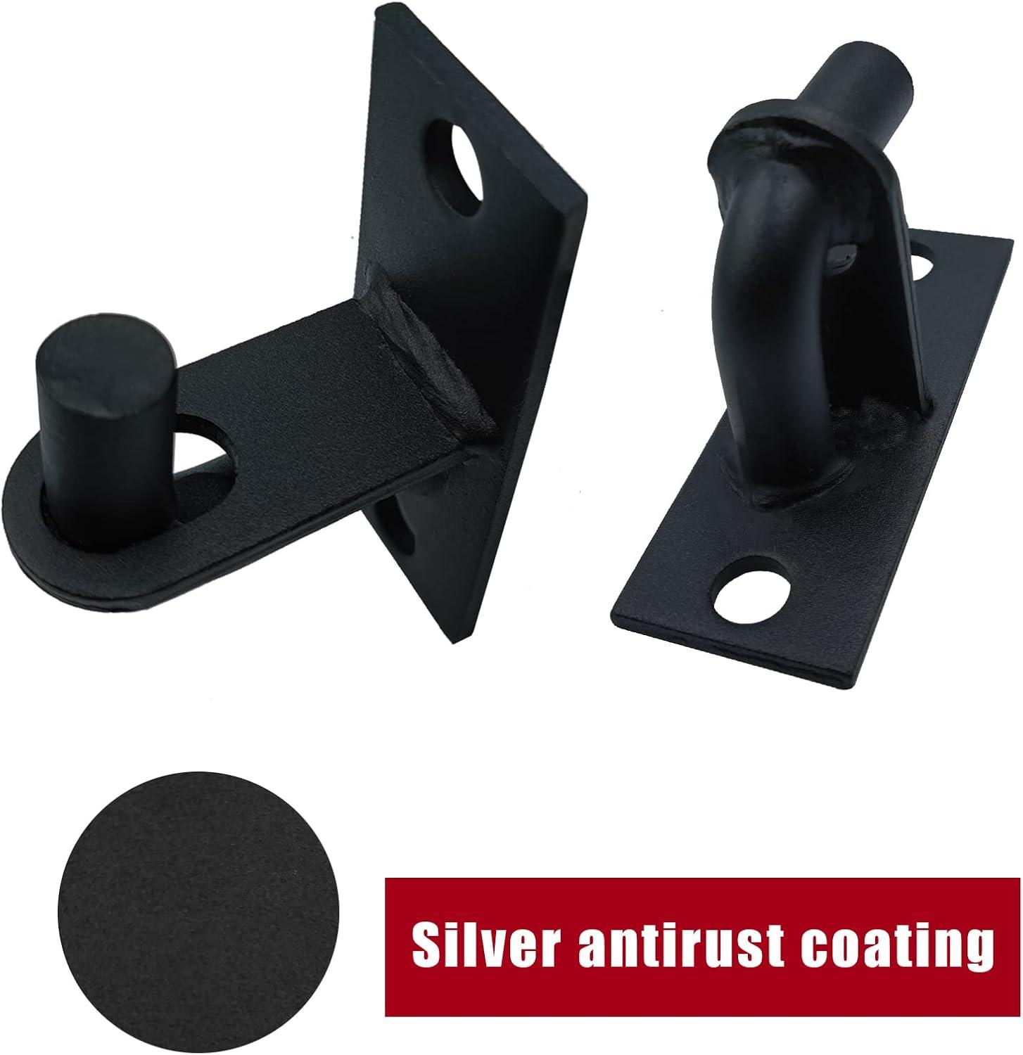 2 Pack Wall Mount Heavy Duty Chain Link Fence Gate Hinges with 5/8 Hinge Pin (Screws Not Included), Black