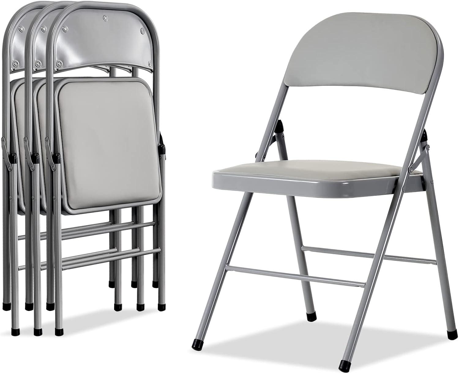 Dolly Vinyl Padded Stackable Folding Chair Set of 4