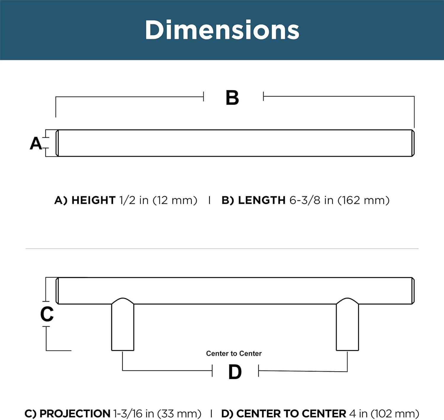 Satin Nickel 4" Modern Brass Bar Cabinet Pulls