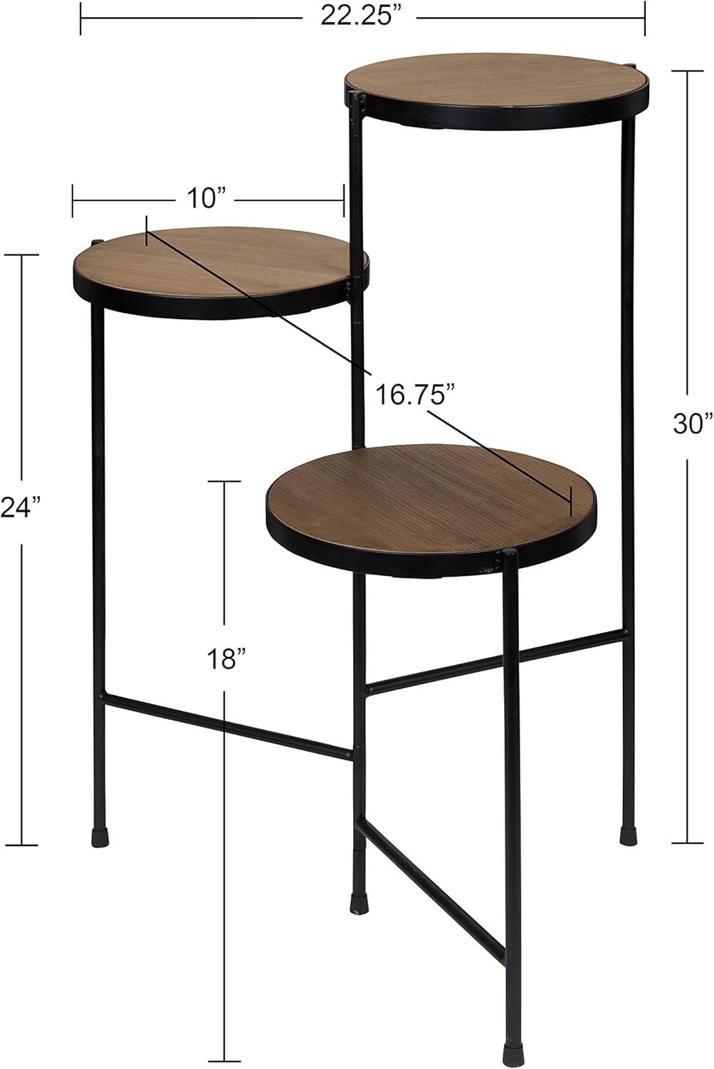 Kate and Laurel Fields Round Metal Plant Stand, 17x22x30, Black