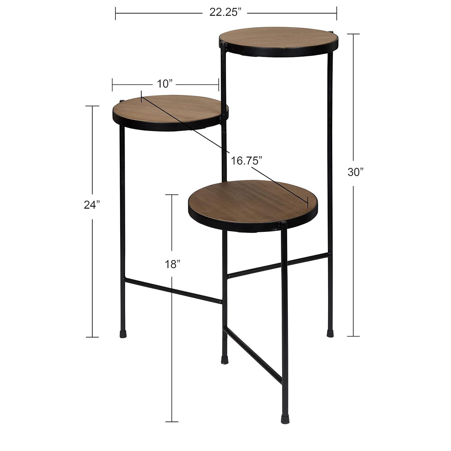 Kate and Laurel Fields Round Metal Plant Stand, 17x22x30, Black