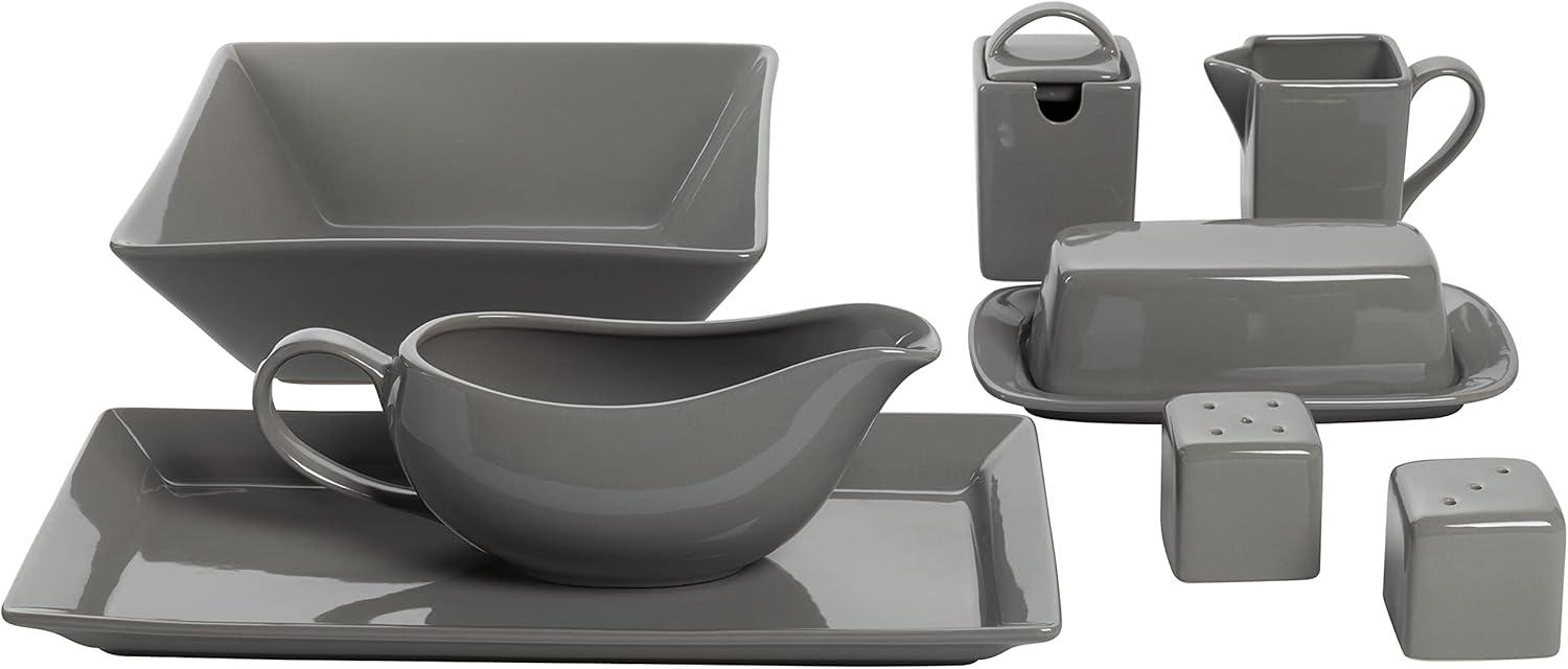 Ten Strawberry Street Nova Square Stoneware 38 Piece Dinnerware Set, Service for 6