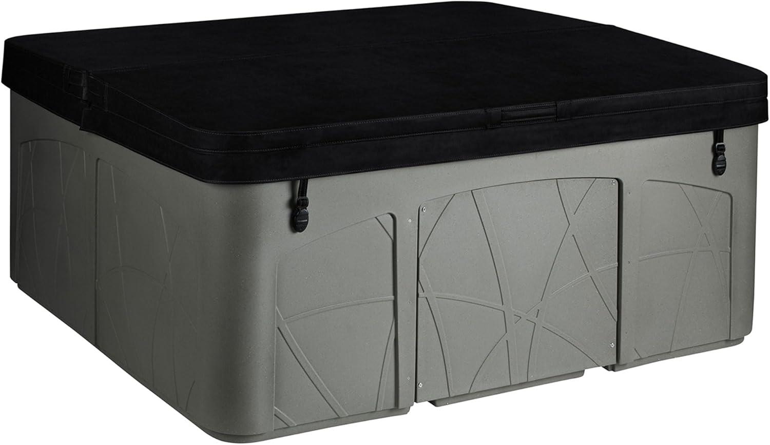 Lifesmart Spas 5 Person Plug and Play Hot Tub, 110 Volt 28 Jet Outdoor Spa with LED, Waterfall, Durable Thermal Cover, and Ozonator, LS350DX, Taupe