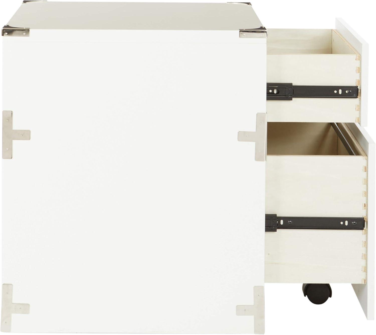 Wellington White 2-Drawer Campaign Style File Cabinet