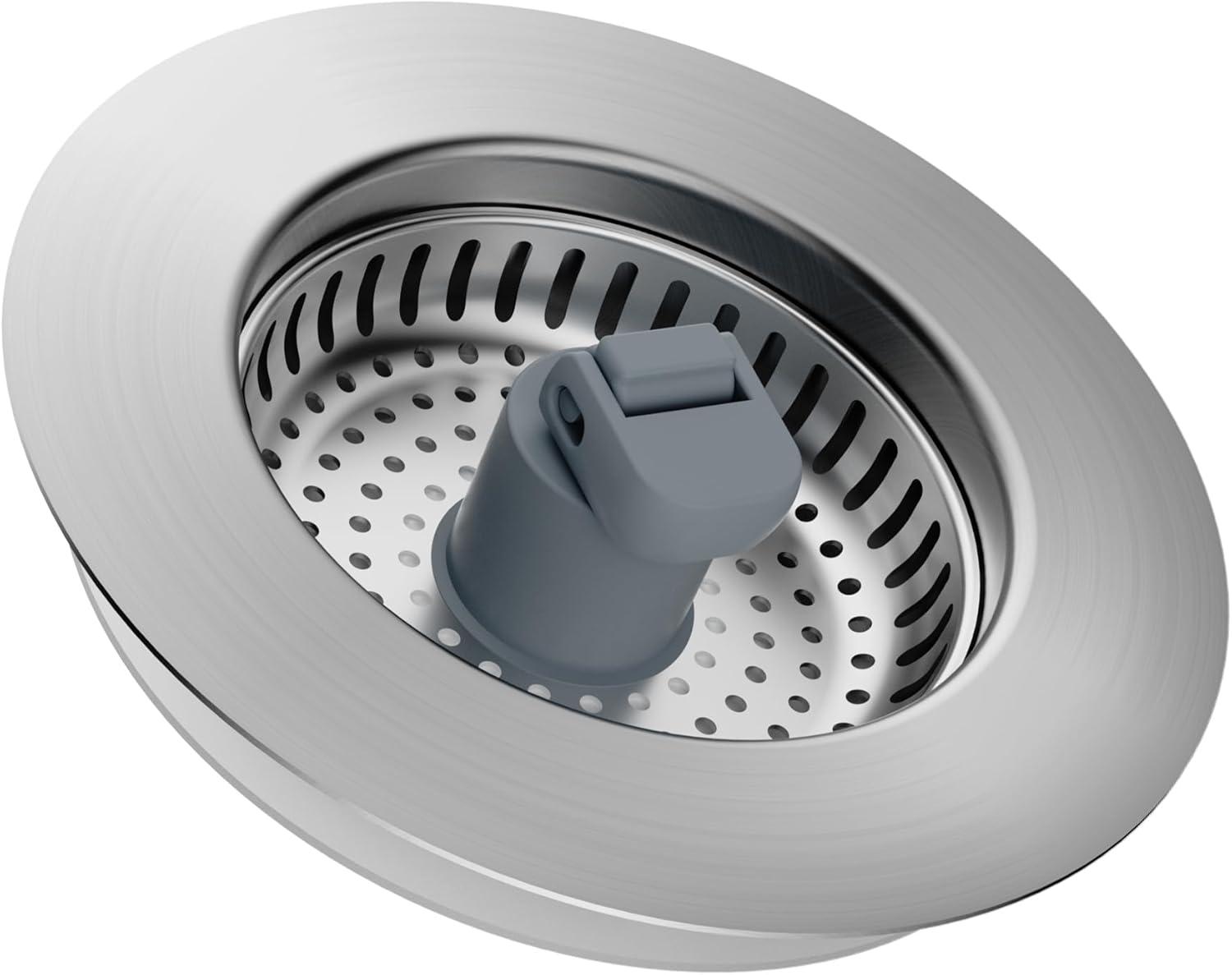 Hibbent 3-in-1 Kitchen Sink Drain Strainer  Stopper , Stainless Steel Pop-Up Design, Anti-Clogging Metal Basket with Handle, Compatible with US Standard 3-1/2" Drain