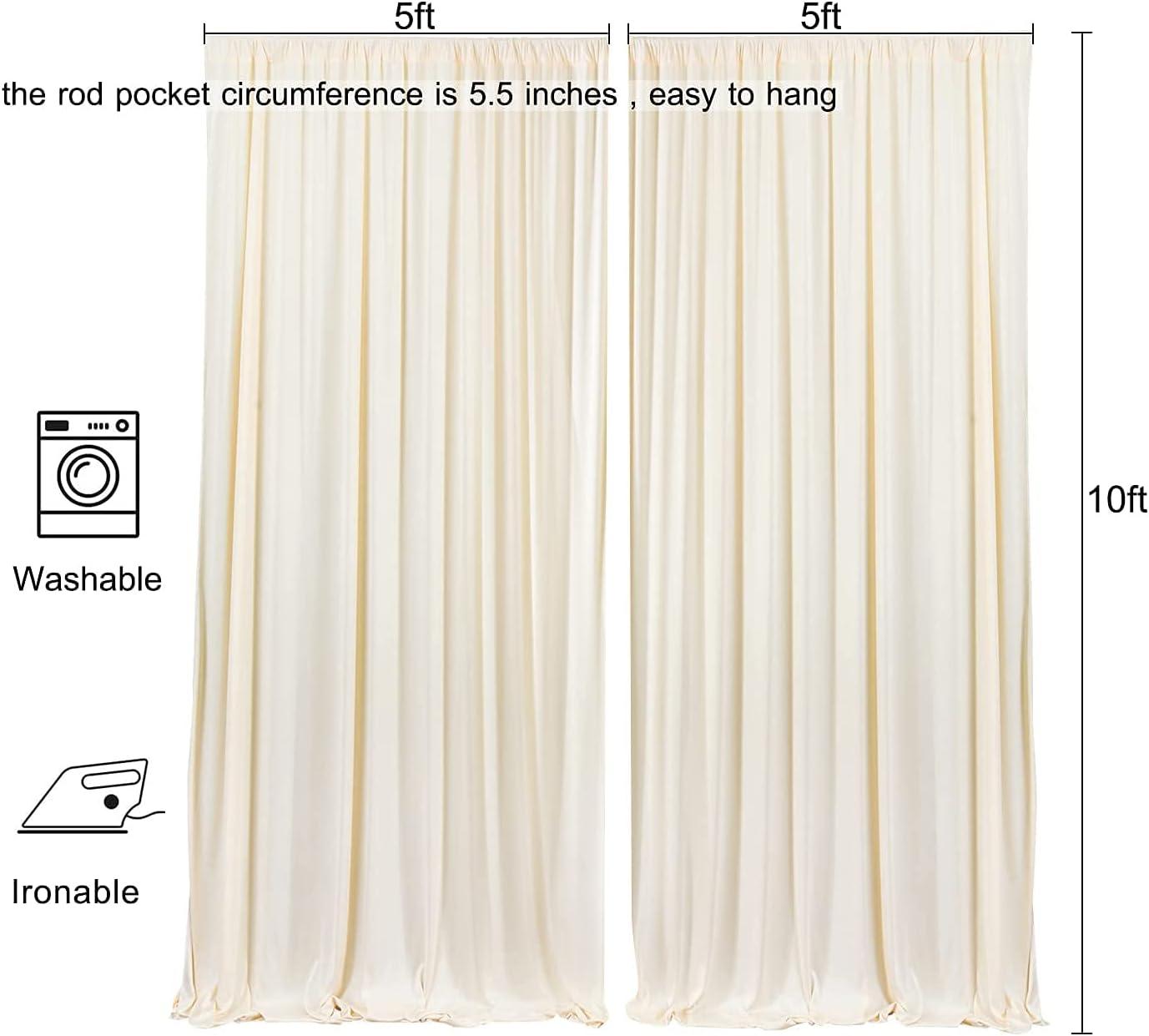 10ft x 10ft Champagne Polyester Backdrop Curtains for Events