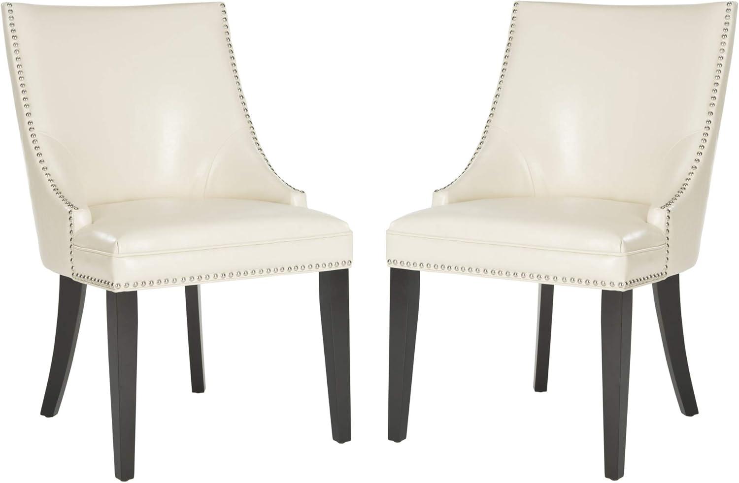 Afton 20"H Side Chair with Nail Heads (Set of 2) - Flat Cream - Safavieh