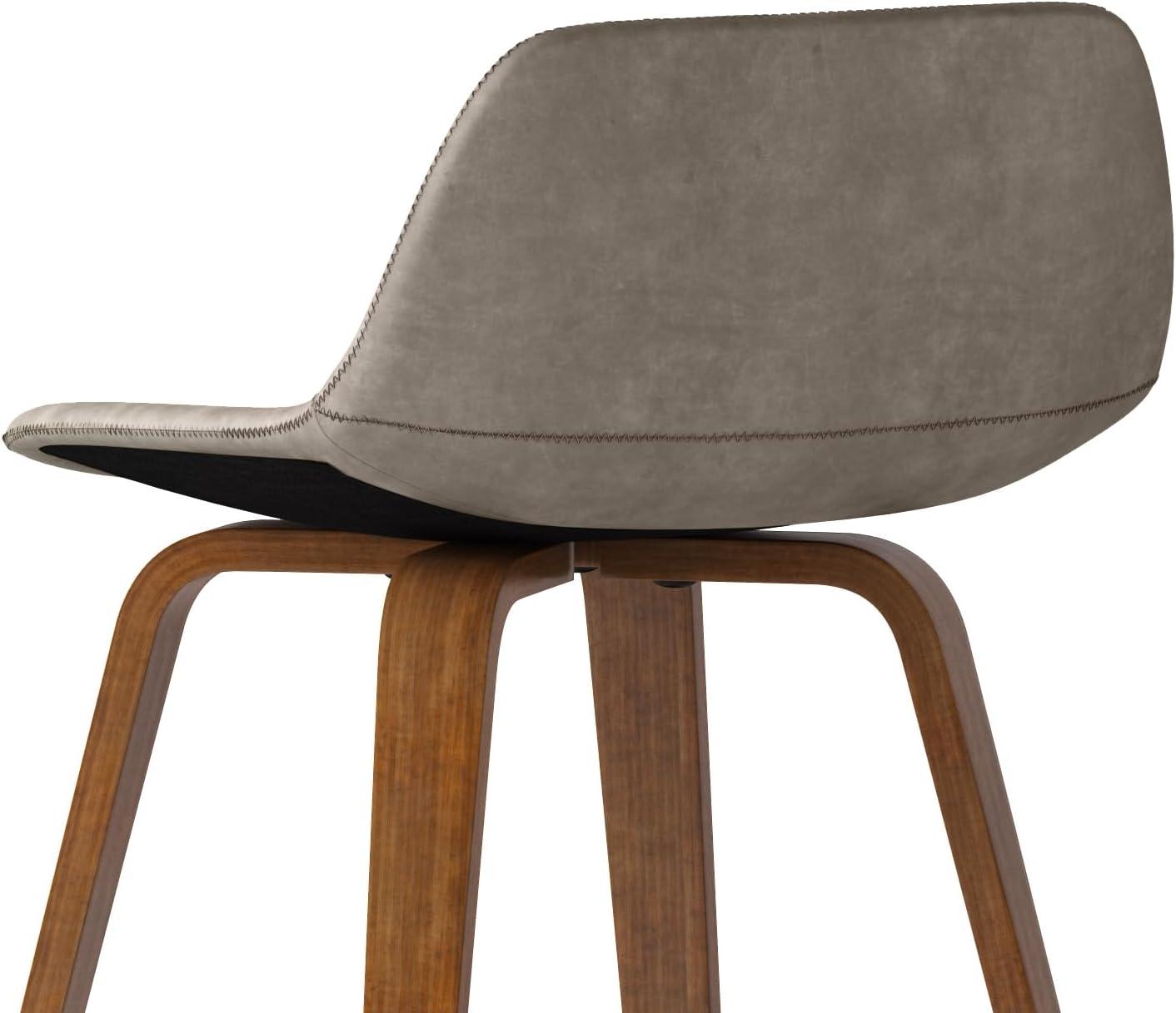 Simpli Home Randolph Upholstered Bentwood Mid-Century Modern Bar & Counter Stool with Chrome Footrest (Set of 2) (Set of 2)