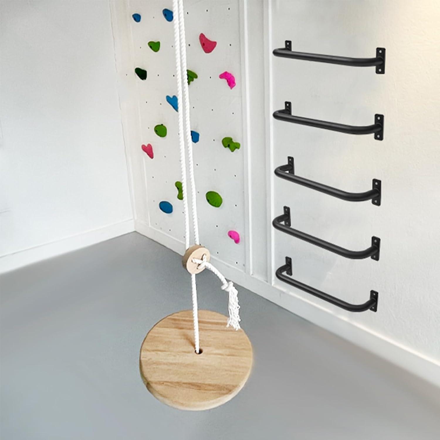 ESPETS 2 Pack 17 Inch Matte Black Safety Handles for Playground Equipment - Swing Set Accessories Grab Handles, Playset Hand Grips, Indoor Monkey Bars for Jungle Gym, Playhouse, Climbing Frame