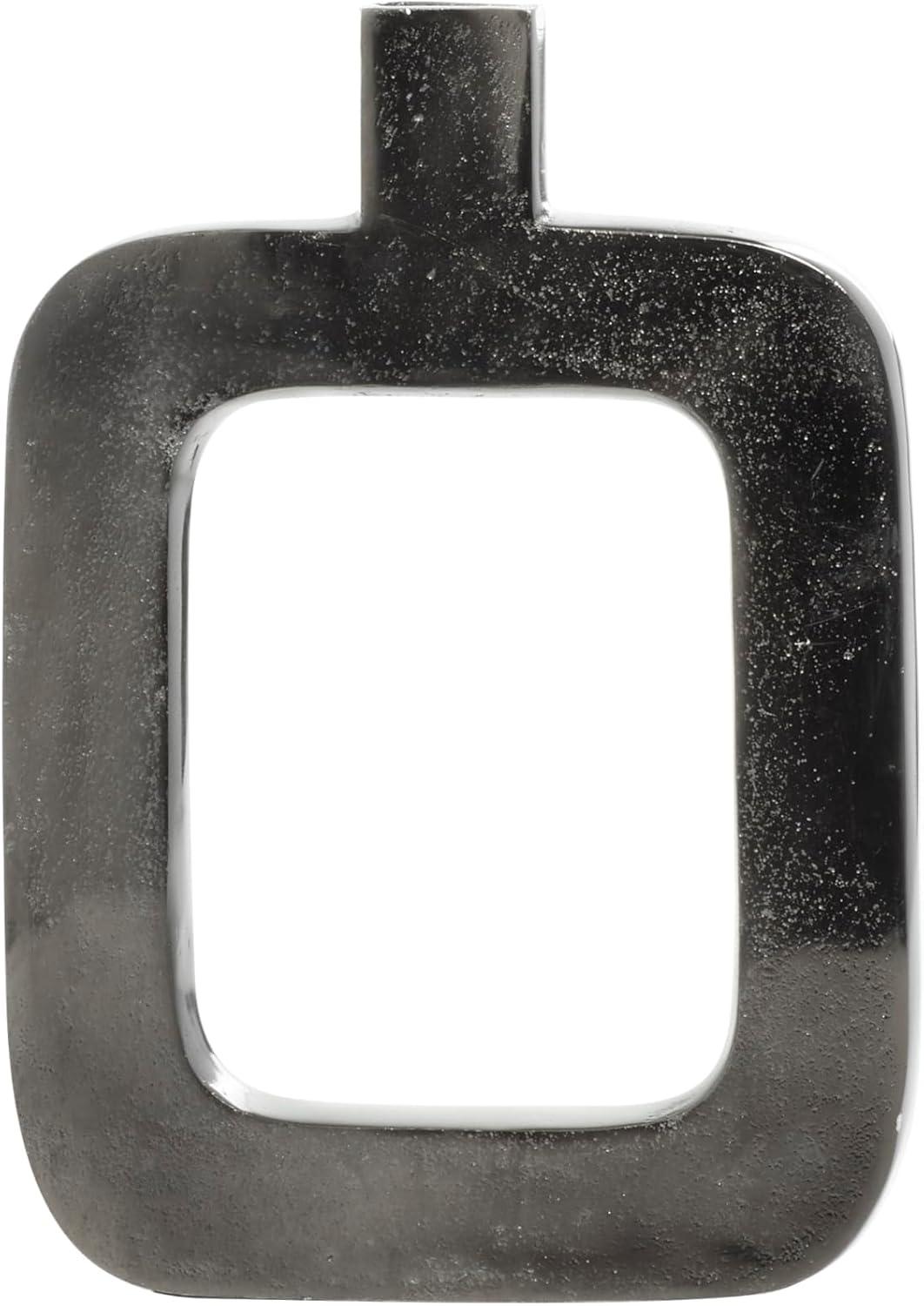 Black Geometric Aluminum Metal Bud Vase with Open Center Design