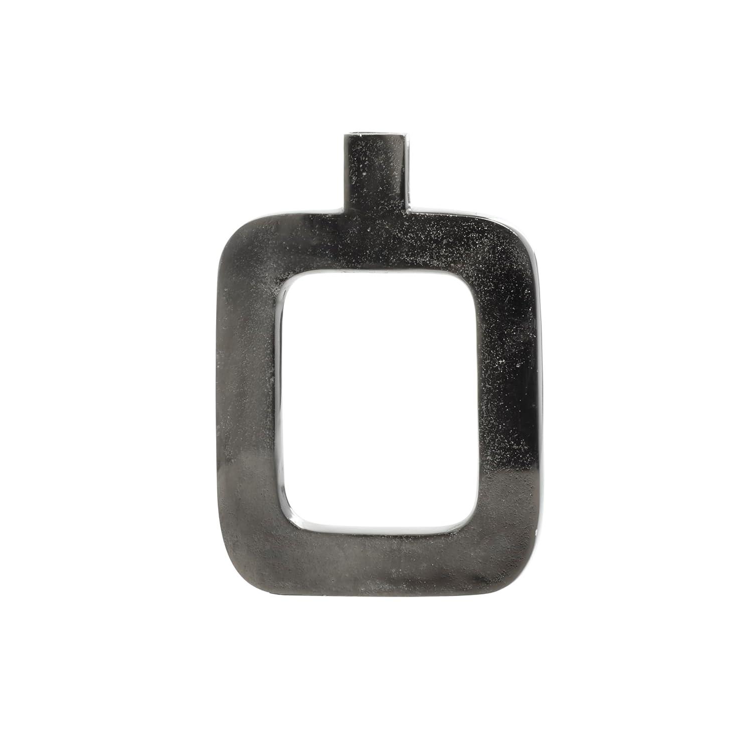 Black Geometric Aluminum Metal Bud Vase with Open Center Design