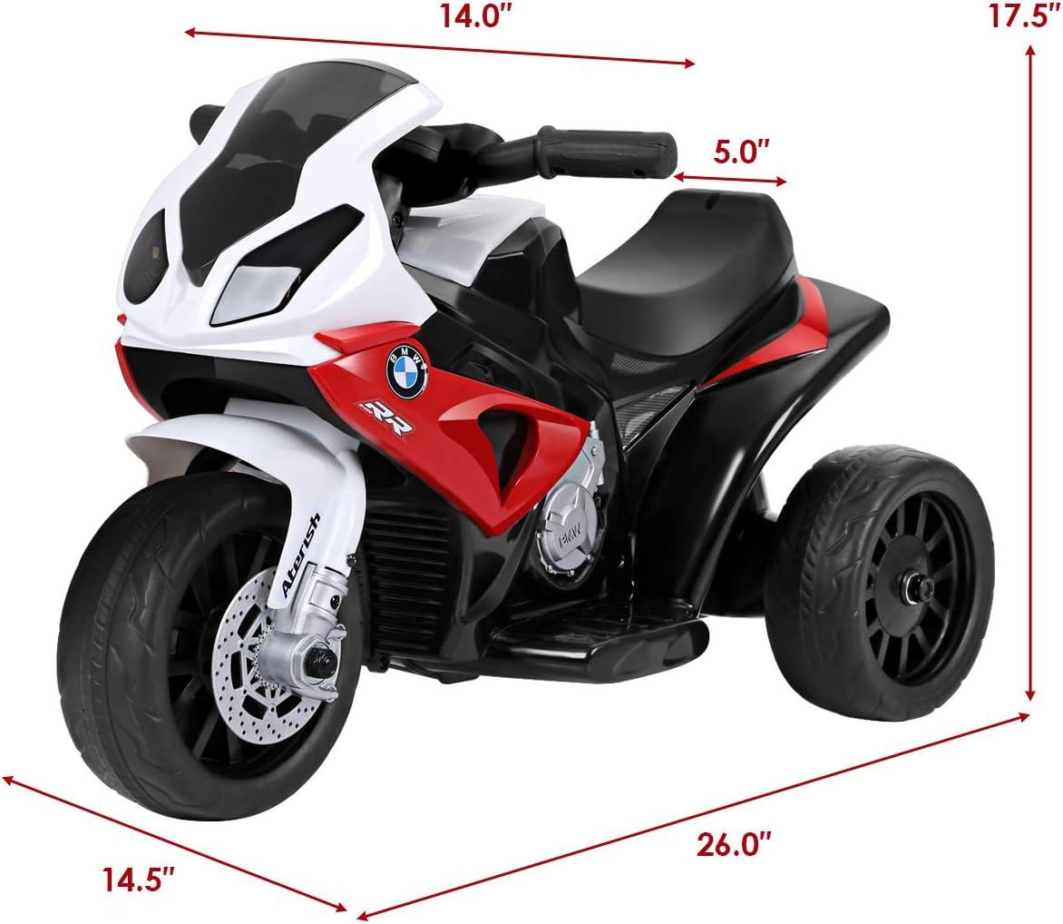 6V Light Red and Black Kids Ride-On Motorcycle with Training Wheels