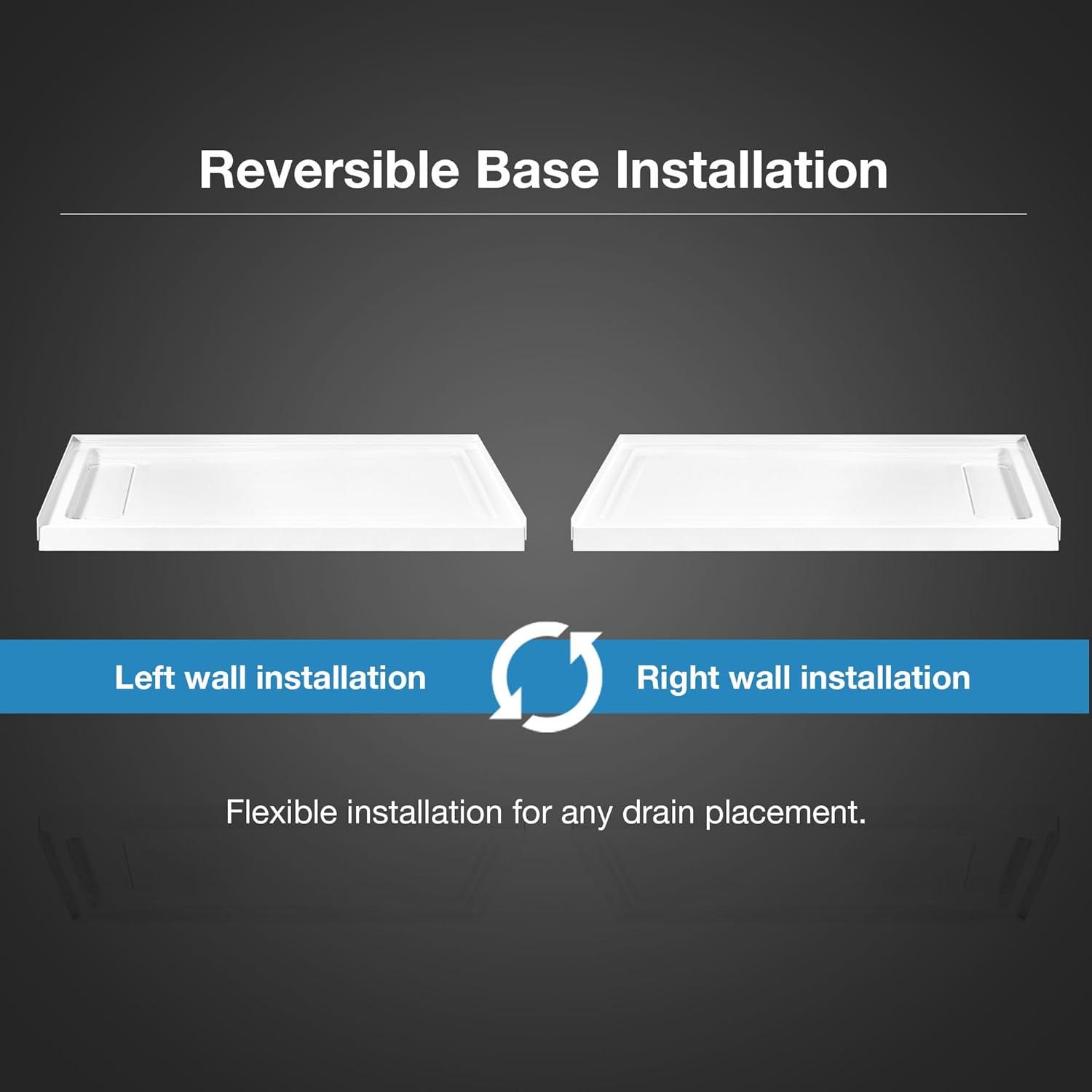Ove Decors 15SBR-OLIV38-WHTWM OVE Decors 38" x 36" Rectangle Shower Base Pan, White Acrylic, Center Drain, Reversible Design