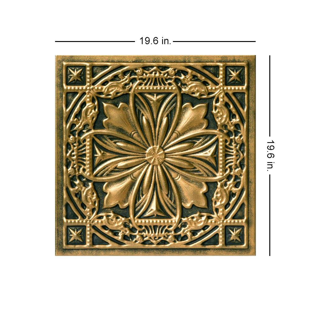 A La Maison Ceilings Lucas's Shield 19.63'' L x 19.63'' W Textured Polystyrene Glue Up Ceiling Tile (Set of 96)