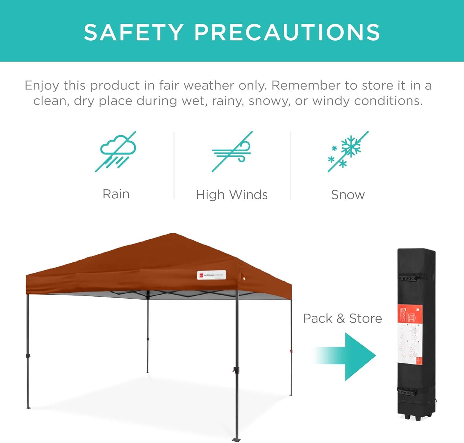 Best Choice Products 10x10ft Easy Setup Pop Up Canopy w/ 1-Button Setup, Wheeled Case, 4 Weight Bags