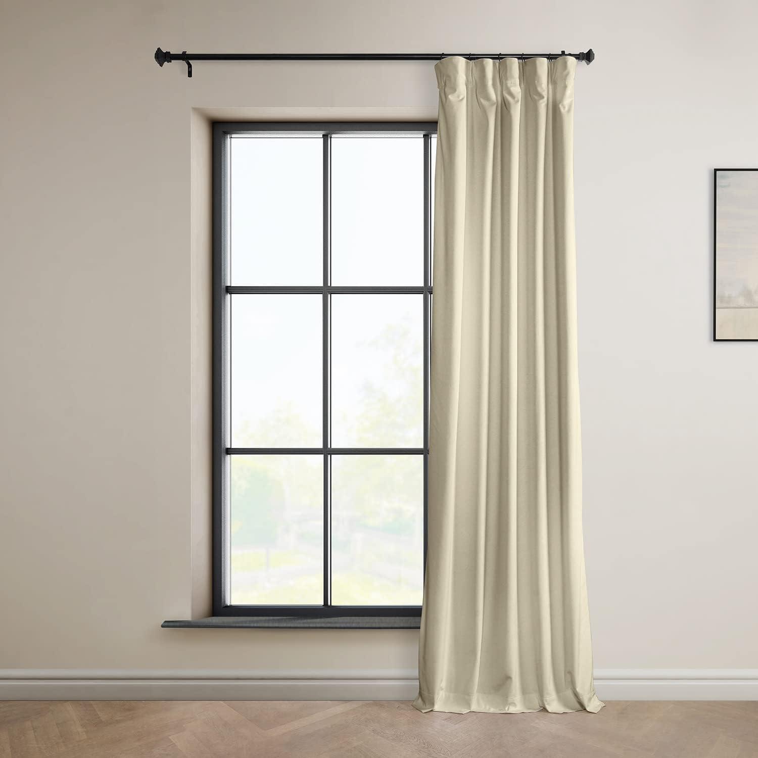 Half Price Drapes Signature Angora Beige Plush Velvet Hotel Blackout Curtains(1 Panel), 50W X 96L