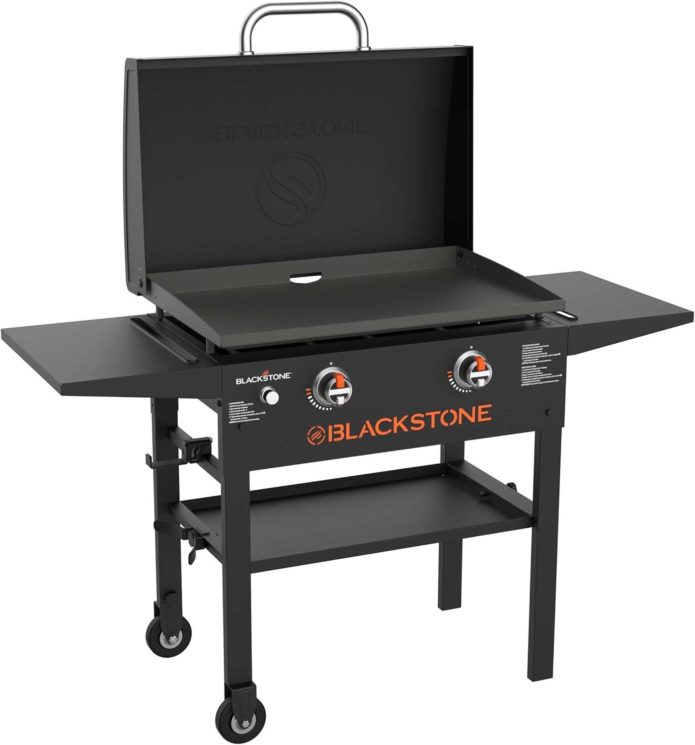 Black 28" Steel Propane Outdoor Griddle with Hood