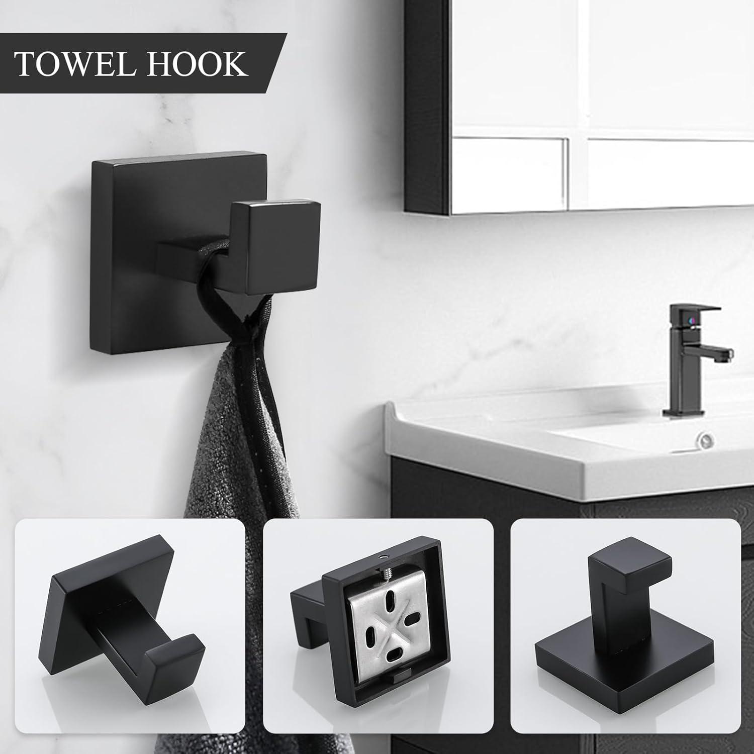5-Piece Bathroom Hardware Accessories Set, 23.6" Towel Bar Towel Rack Sets Modern Towel Ring Kit Stainless Steel Wall Mounted (Chrome)