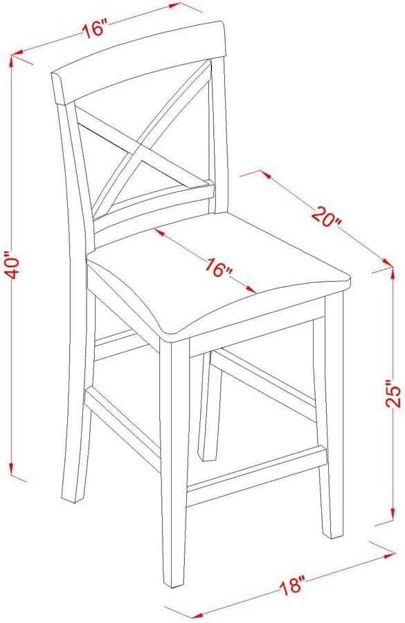 East West Furniture  Counter Height Dining Pub Table & 6 Bar Stools with Backs - Oak