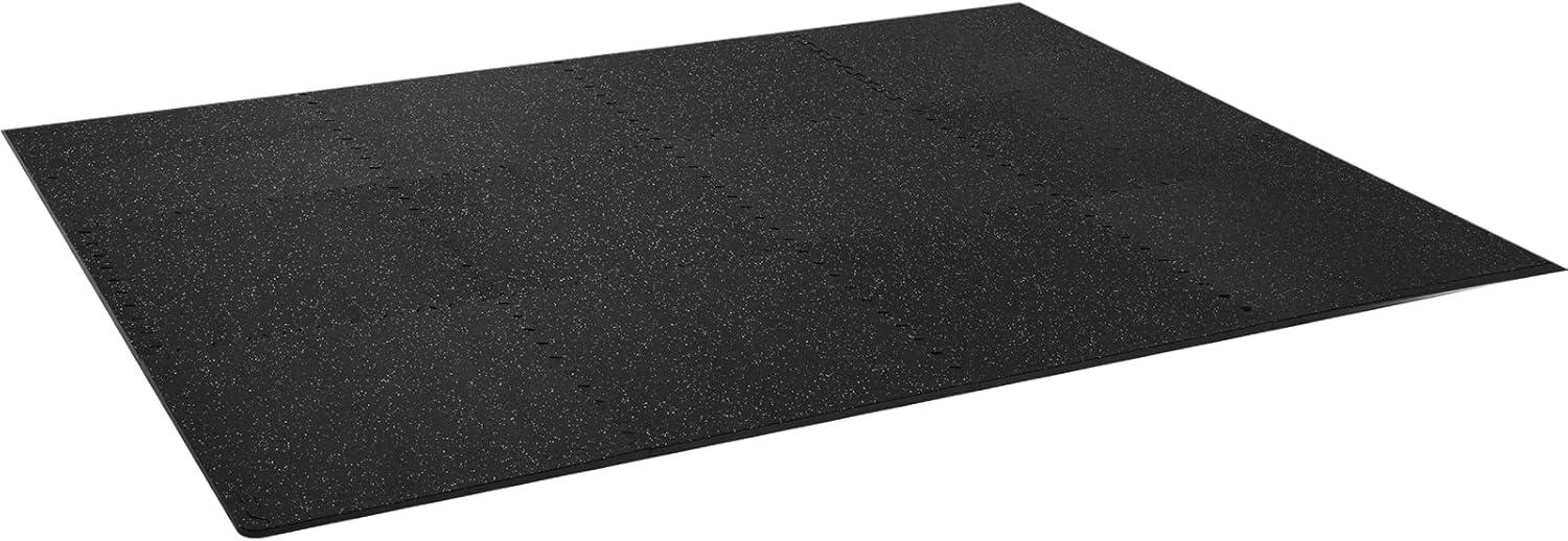 VEVOR 0.56 Inch Thick Gym Floor Mats, 12 Tiles Rubber Top with EVA Foam, 24" x 24" Gym Flooring Workout Mats with 48 sq.ft Coverage, Interlocking Puzzle Gym Mats for Gym, Home, Garage, Black & White