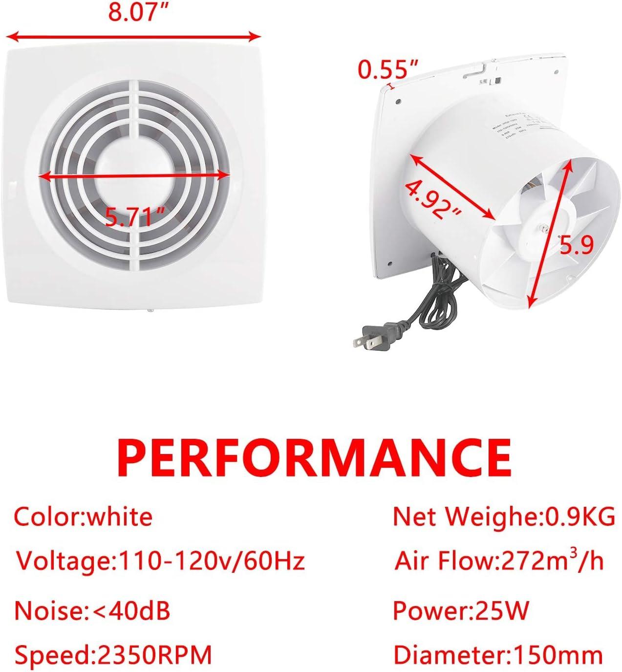 6" Exhaust Fan Extractor Ventilation Fan Bathroom Garage Exhaust for Kitchen,Bathroom,Bedroom,Low Noise and Energy Saving