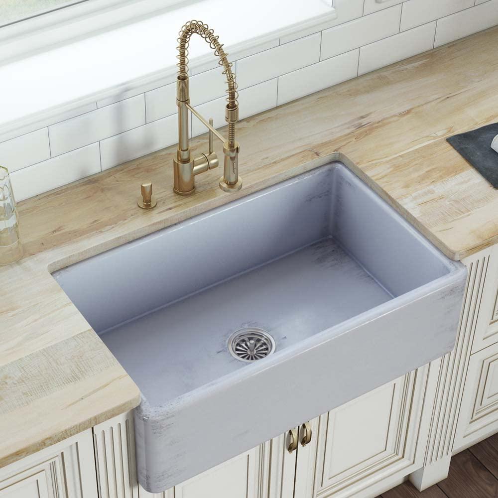 Ruvati 33 inch Fireclay Farmhouse Apron-Front Kitchen Sink Reversible