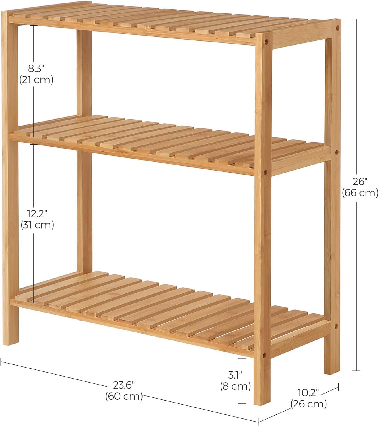 Natural Bamboo 3-Tier Multifunctional Storage Shelf