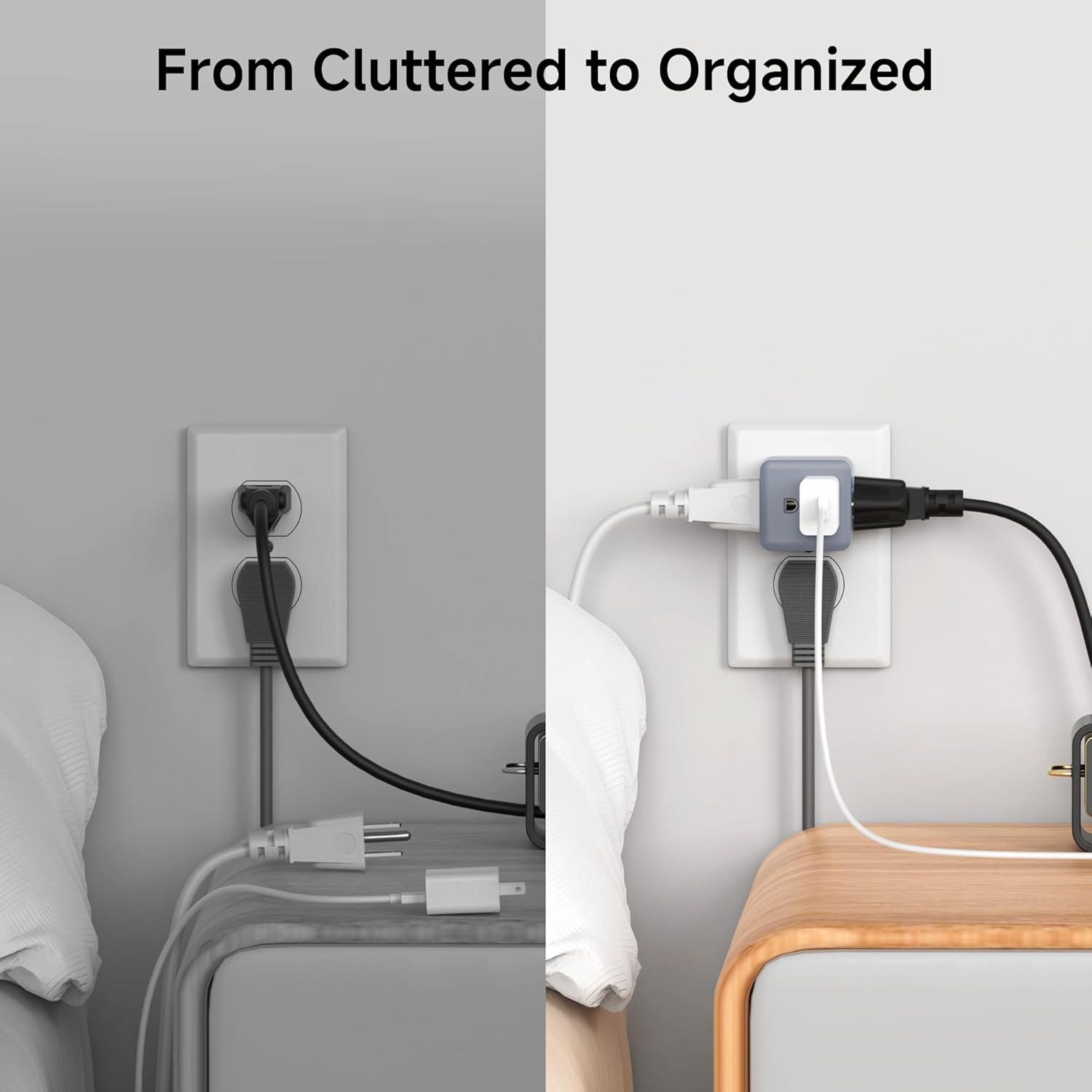 [UL Listed] Cable Matters 3-Pack 3 Outlet Wall Adapter (Grounded Cube Tap, Outlet Splitter, 3 Way Plug Adapter, 3-Prong Power Splitter), Black