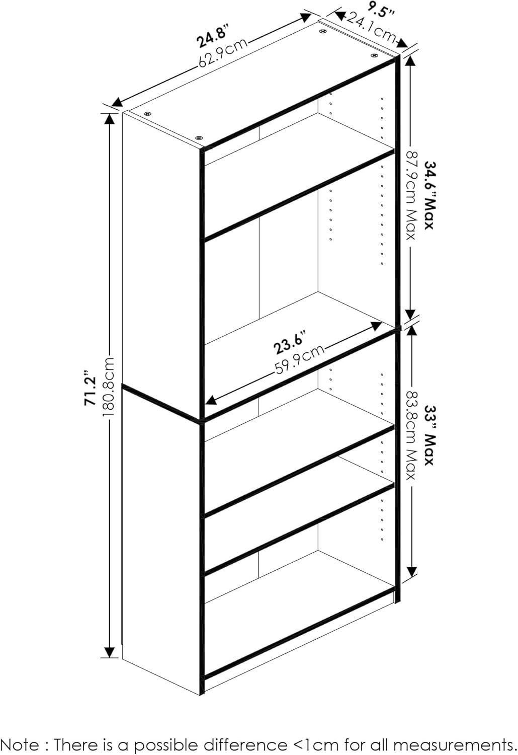 Furinno 5 Cubes Bookcase Space Saver Organizer Bookshelf w/Adjustable Open Shelves,White