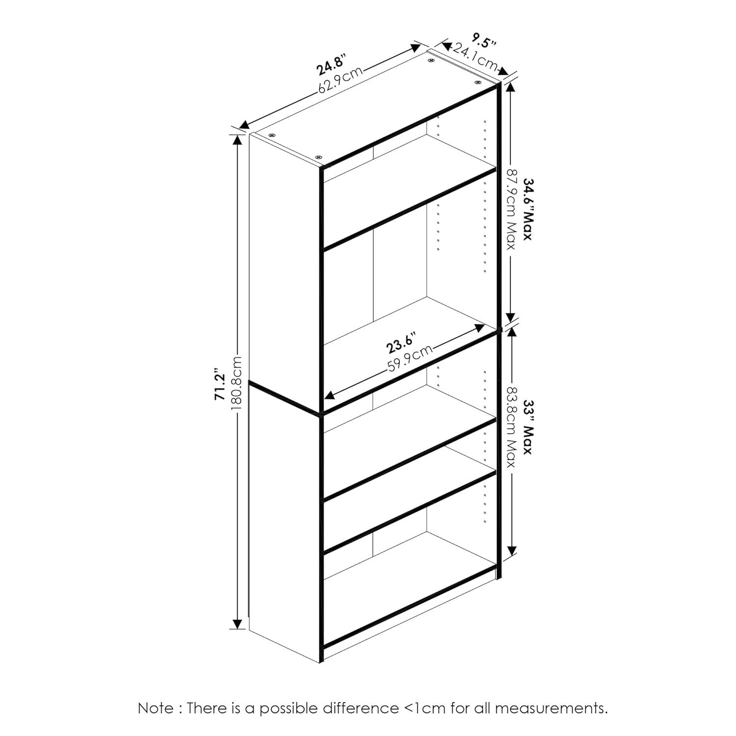 Furinno 5 Cubes Bookcase Space Saver Organizer Bookshelf w/Adjustable Open Shelves,White