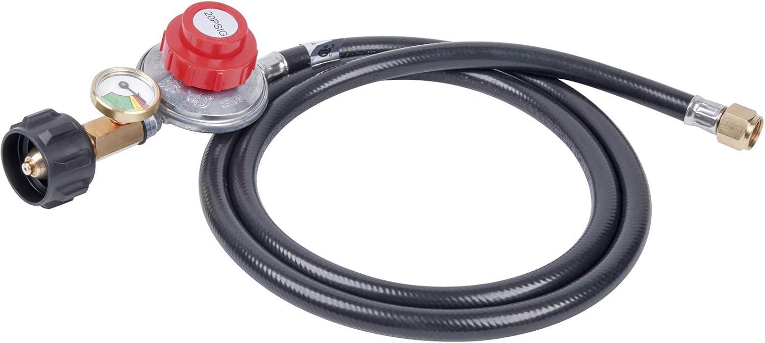 5FT Adjustable High Pressure Propane Regulator Hose with Gauge