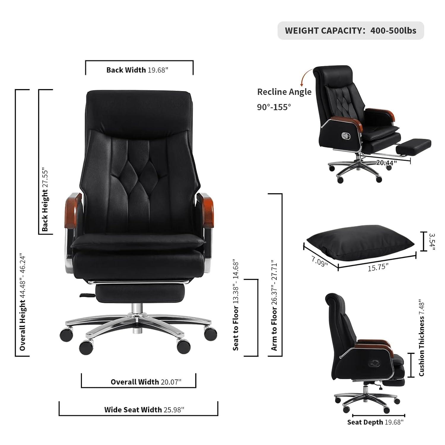 Kinnls Kinnls Cameron Massage Chair Genuine Leather Executive Chair With Headrest