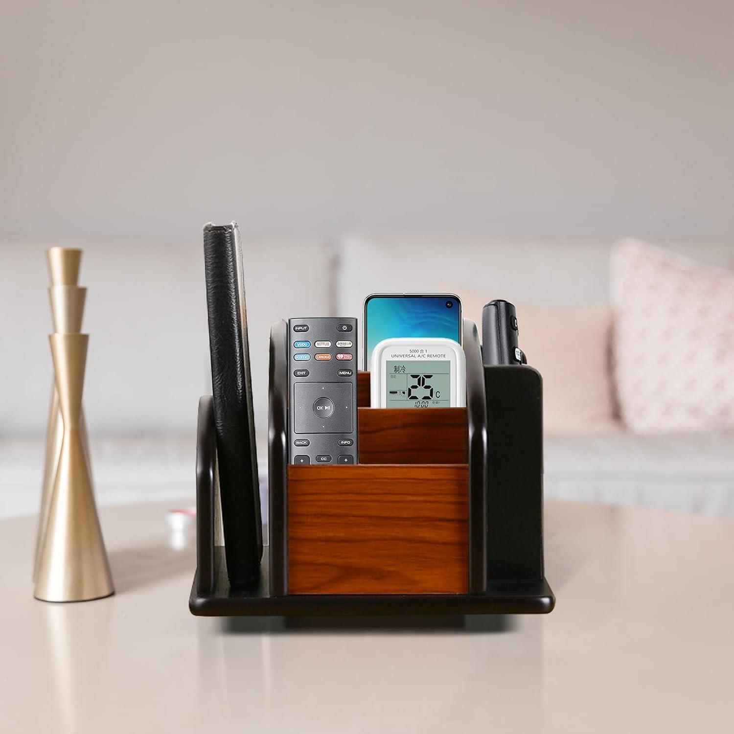 Wooden Desk Organizer, Wood Desktop Organizer Office Supplies Storage Organizer Remote Control Caddy Holder (Desk Organizer-6) Desk Organizer-6 Desk