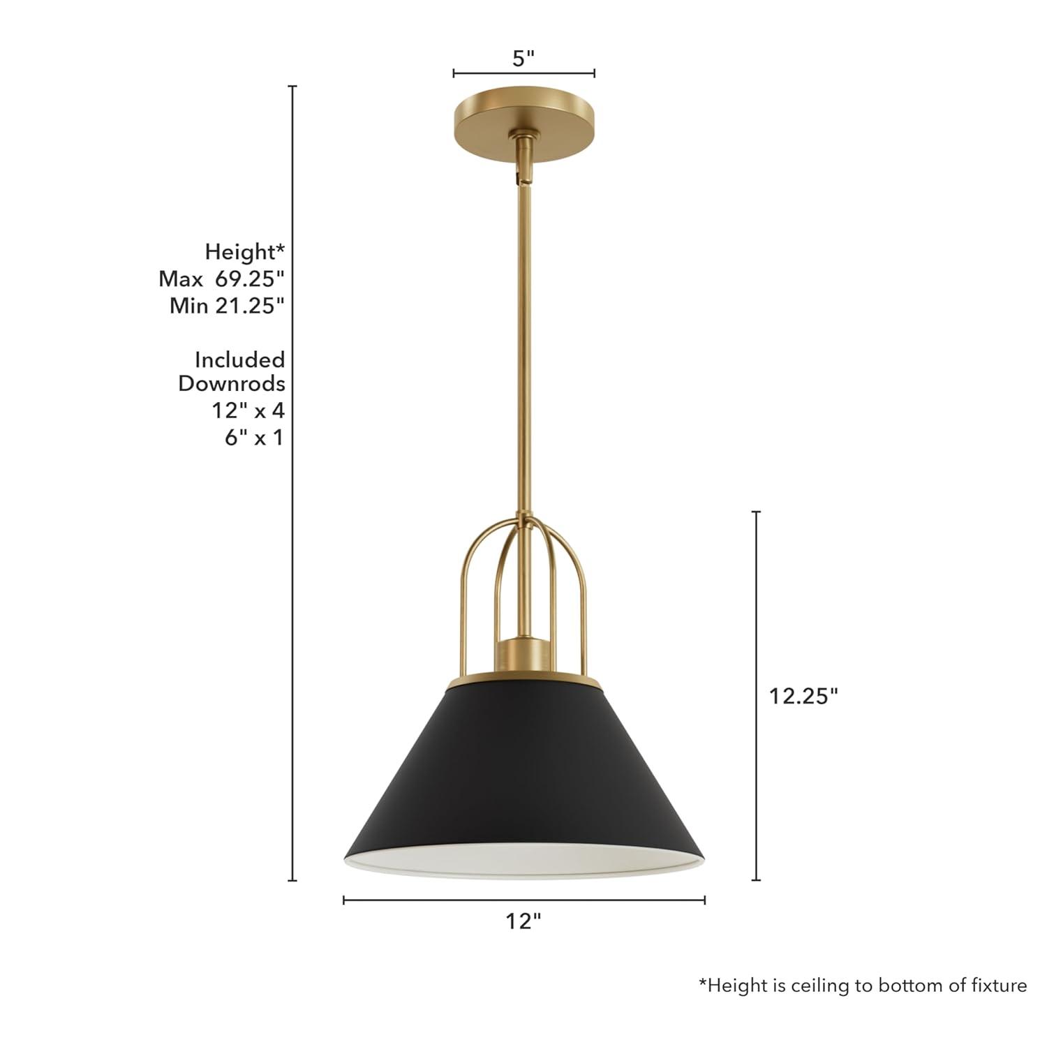 Jasmine Roth Collection + Hunter Jasmine Roth 1 - Light Flat Matte Black Cone Pendant
