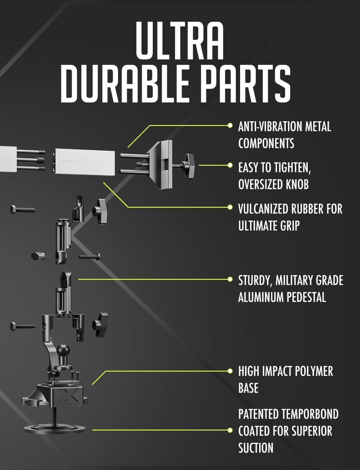 Bracketron HD Tablet Dock PRO Dashboard and Windshield Metal Clamp Mount Universal Tablet Holder for Cars and Trucks, Compatible with Tablets Up to 10 Inches Wide