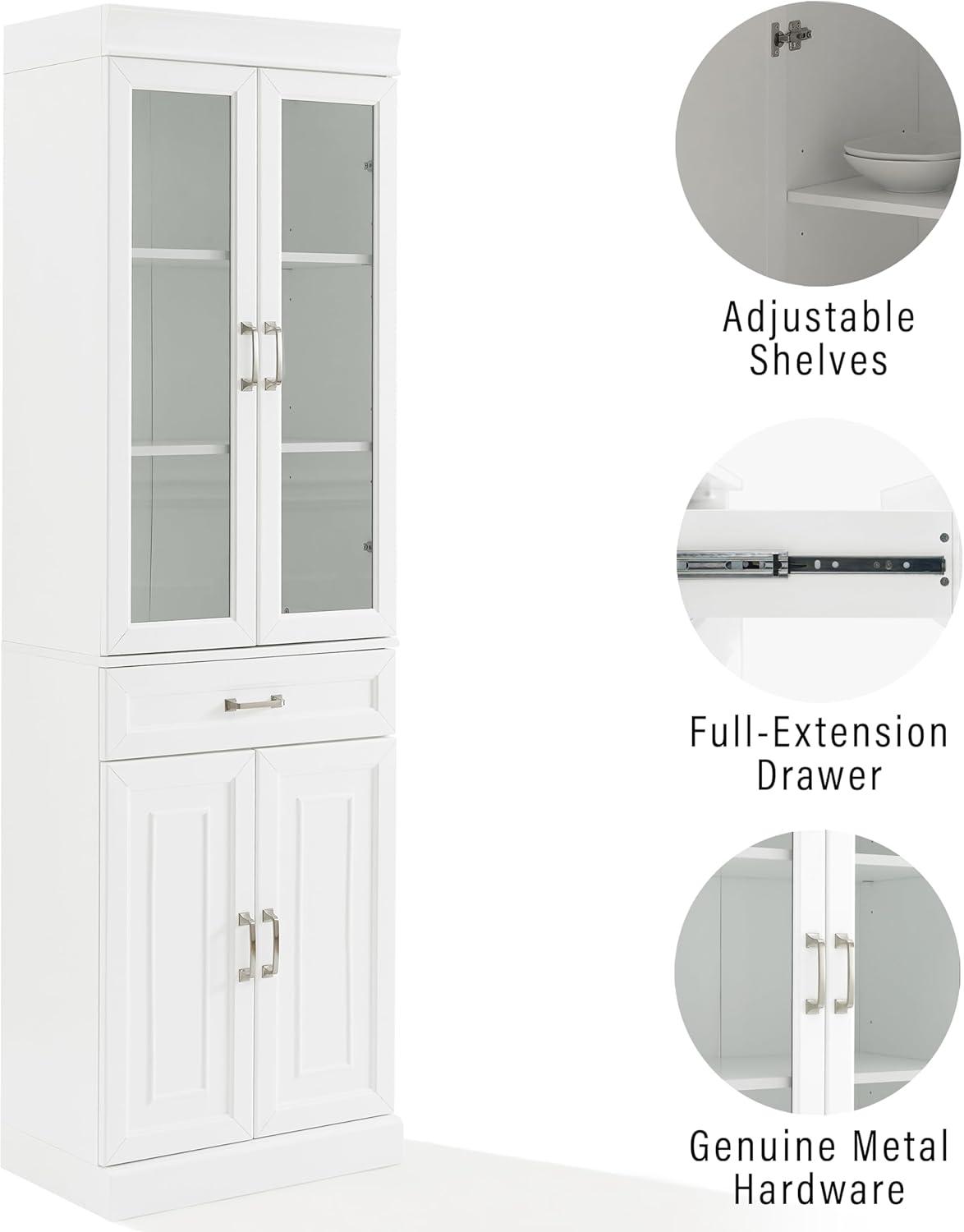 Stanton White Glass Door Pantry with Adjustable Shelves