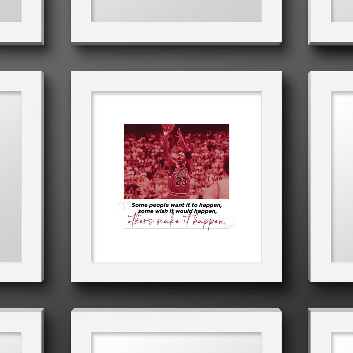 Gallery Pops Michael Jordan - Quote Make It Happen Wall Art, White Framed Version, 12" x 12"