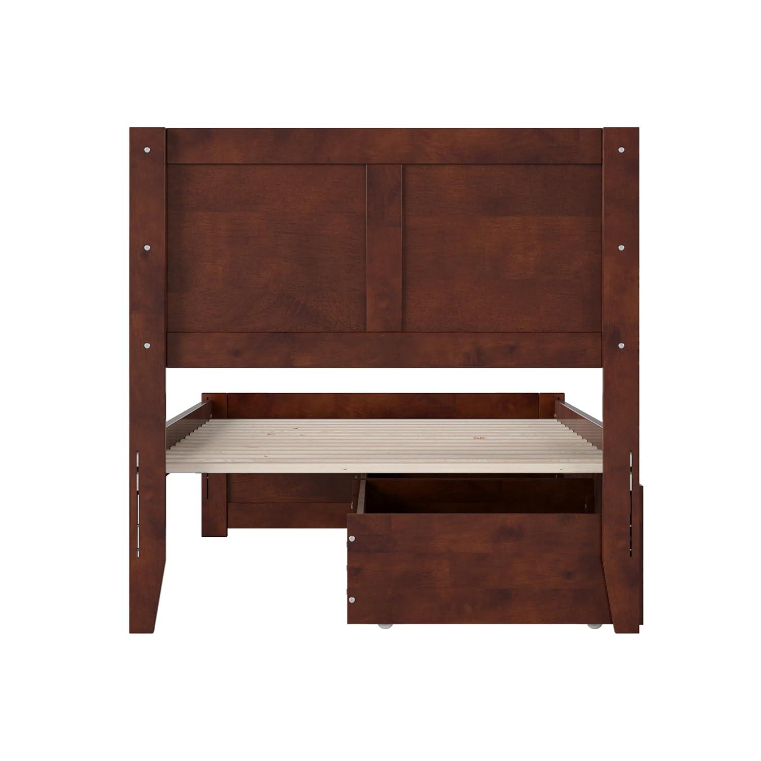 AFI Canyon Walnut Solid Wood Platform Bed with Matching Footboard & Storage Drawers, Queen