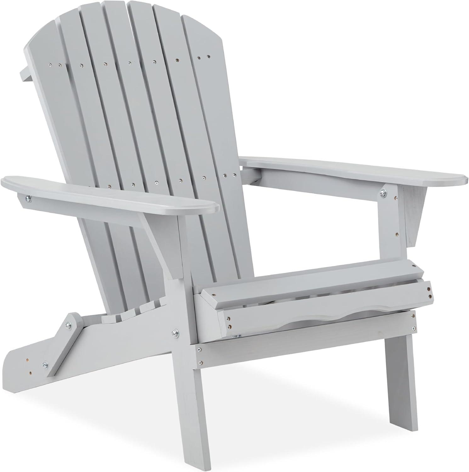 Gray Hemlock Wood Folding Adirondack Chair with Arms