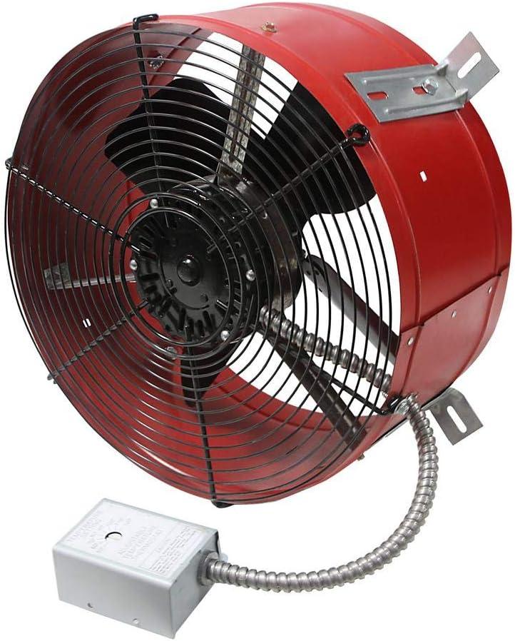 Red and Black Galvanized Steel Roof Mount Attic Fan