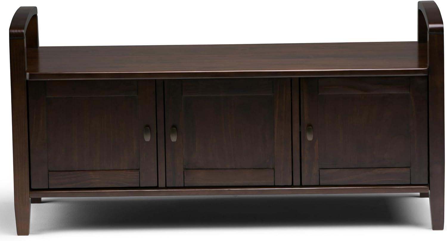 Rustic Natural Aged Brown Solid Wood Entryway Storage Bench