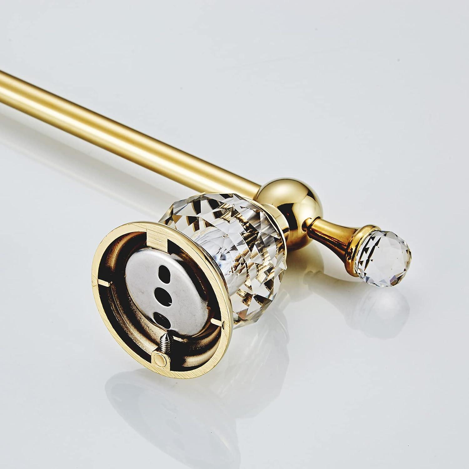 Polished Gold and Crystal Toilet Paper Holder