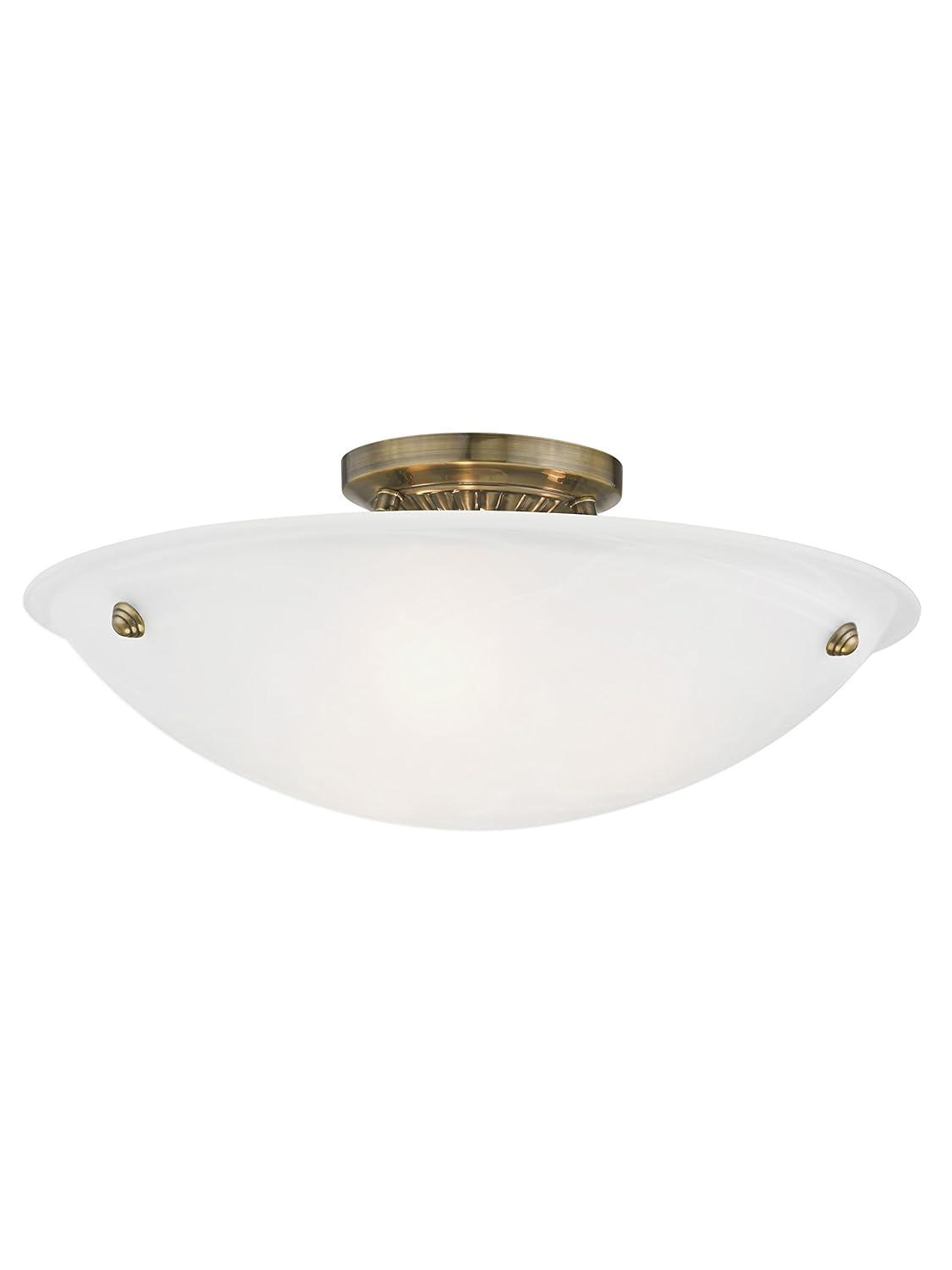 Livex Lighting Oasis 3 - Light Flush Mount in  Antique Brass