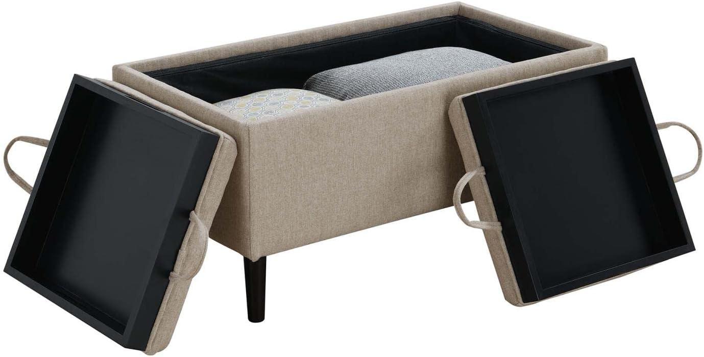 Designs4Comfort Magnolia Storage Ottoman with Trays Soft Beige Fabric