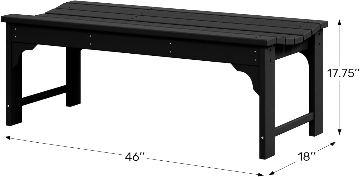 WestinTrends  Backless All-Weather Outdoor Bench for Patio Garden, Black